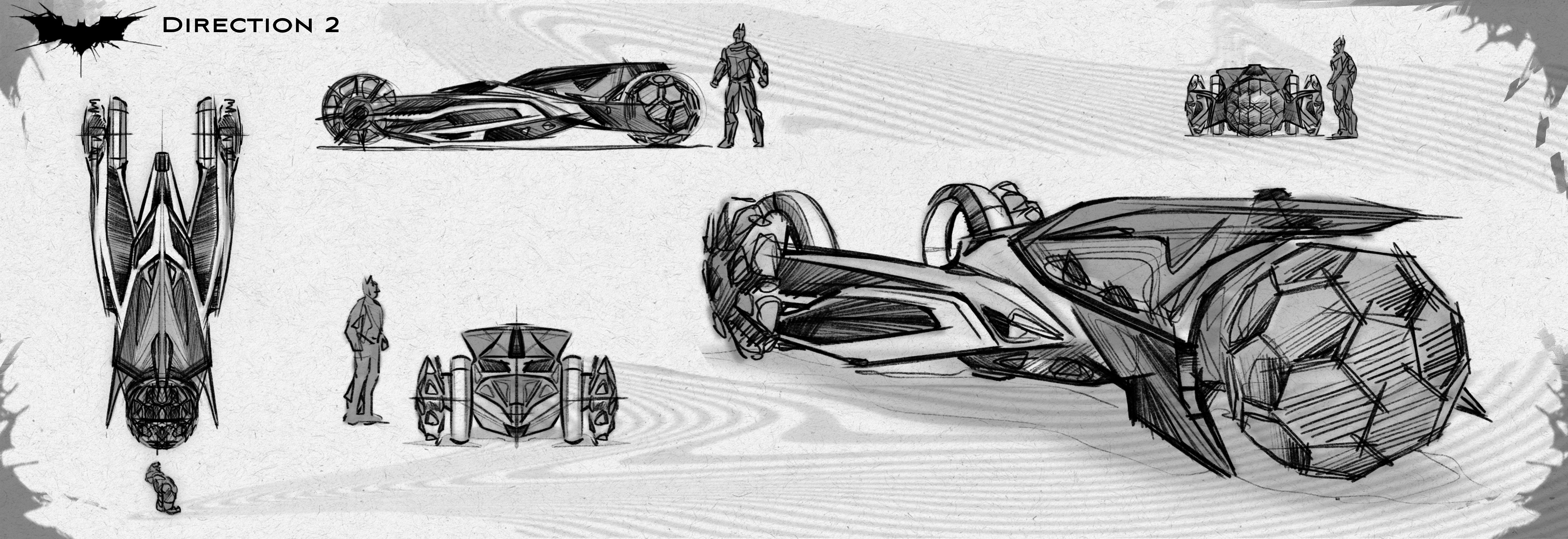 Alternative direction sketch featuring angular shell design and massive polygonal wheels.